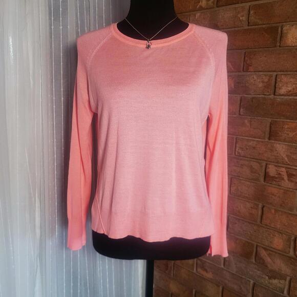Zara Sweaters - Zara Women's Basic Long Sleeve Sweater Peach/Pink Round Neck Side Slit - Size S